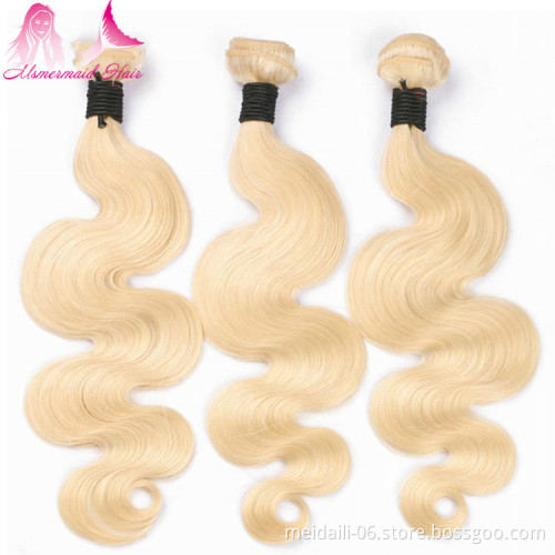 color 613 blond body wave hair shedding free virgin remy brazilian human hair weave